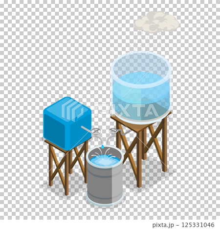 3D Isometric Flat  Set of Rainwater Harvesting Items Part 3. Item 3 125331046