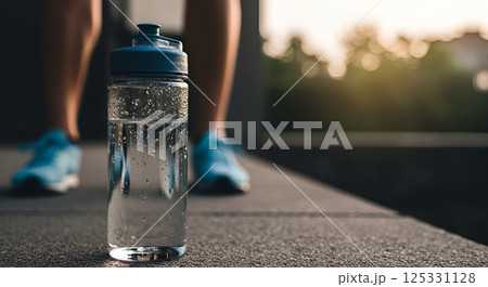 bottle and water on the floor 125331128