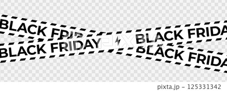 Black Friday Sale Banner Tape With Lightning Symbol On Transparent Background. Perfect For Discount Promotion, Online Shopping, And Ecommerce Advertising Design. Vector Illustration. 125331342