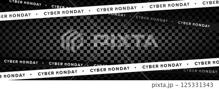 Cyber Monday Sale Banner with Diagonal Strips and Checkered Background, Perfect for Digital Promotions, Web Ads, and Online Discount Campaigns. Modern Monochrome Style. Vector Illustration. 125331343