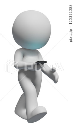 歩きスマホをするピクトグラムの3DCG - 透過背景 125331388