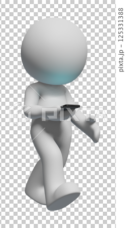 歩きスマホをするピクトグラムの3DCG - 透過背景 125331388