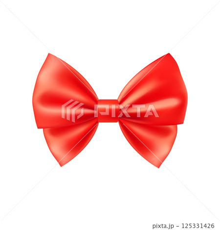 3D Realistic red gift bow. Christmas, birthday and sale decoration. 3D Realistic red gift bow. Christmas, birthday and sale decoration. 125331426