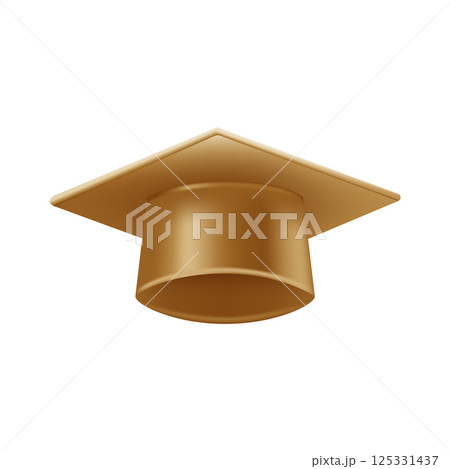 Realistic gold graduate cap. 3D Graduation Doctoral hat. Realistic gold graduate cap. 3D Graduation Doctoral hat. 125331437