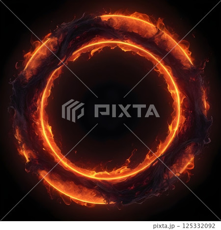 dark smoky background with glowing fire neon accents for use in creative visual effects or dramatic compositions 125332092