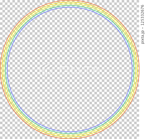 五線譜の線で虹色の丸いフレームの素材 125332676