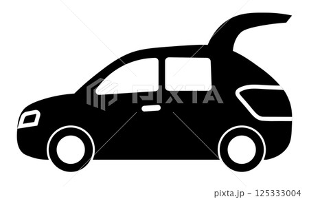 トランクを開けた車のシルエットイラスト トランクを開けた車のシルエットイラスト 125333004