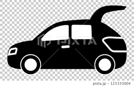 トランクを開けた車のシルエットイラスト トランクを開けた車のシルエットイラスト 125333004
