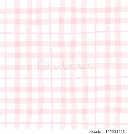 Pink Plaid Tartan Gingham Check Hand Drawn Background Pattern Overlay 125333028