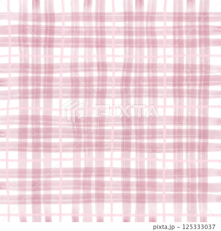 Pink Plaid Tartan Gingham Check Hand Drawn Background Pattern Overlay 125333037
