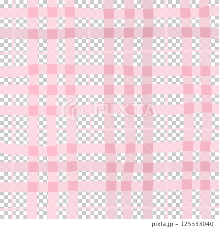 Pink Plaid Tartan Gingham Check Hand Drawn Background Pattern Overlay 125333040