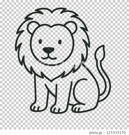 獅子線描插畫，簡單，素材，圖標，無背景，動物系列 125333170