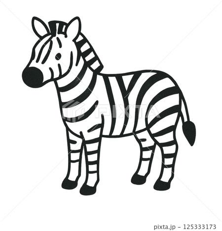 シマウマの線画イラスト、シンプル、素材、アイコン、背景なし、動物シリーズ シマウマの線画イラスト、シンプル、素材、アイコン、背景なし、動物シリーズ 125333173