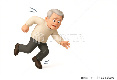 転びそうなシニアの男性 コピースペース 転びそうなシニアの男性 コピースペース 125333589