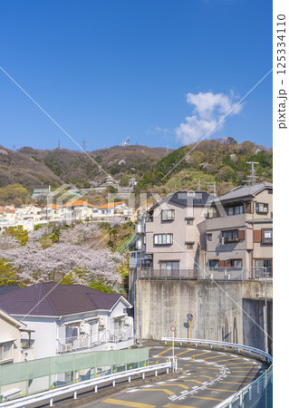 石切S字カーブと満開の桜 125334110