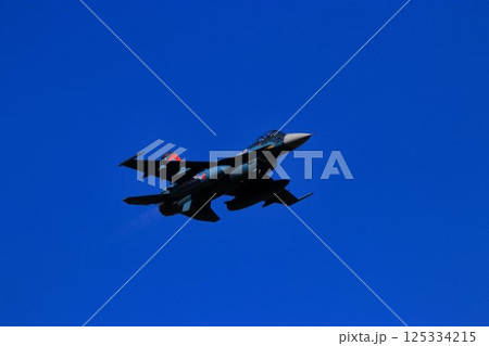 首都防空の要『百里基地』の上空を高機動飛行するF-2ジェット戦闘機 首都防空の要『百里基地』の上空を高機動飛行するF-2ジェット戦闘機 125334215