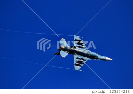 首都防空の要『百里基地』の上空を高機動飛行するF-2ジェット戦闘機 首都防空の要『百里基地』の上空を高機動飛行するF-2ジェット戦闘機 125334218