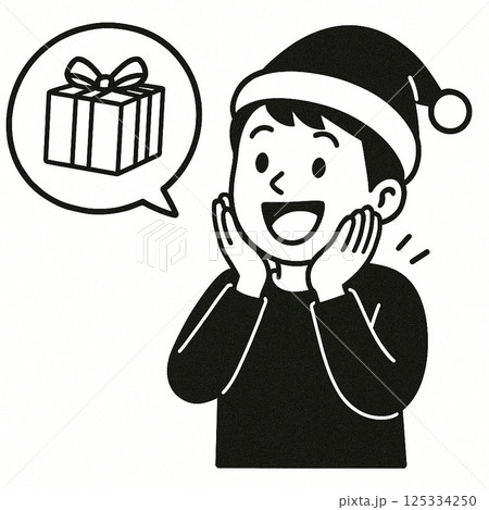 クリスマスプレゼントに喜ぶ男性 クリスマスプレゼントに喜ぶ男性 125334250