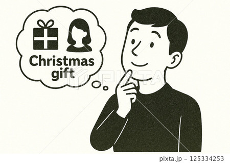 クリスマスプレゼントを考える男性 クリスマスプレゼントを考える男性 125334253