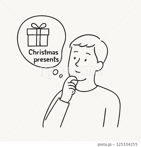 クリスマスプレゼントを考える男性 クリスマスプレゼントを考える男性 125334255