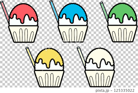 Colorful shaved ice set icon Colorful shaved ice set icon 125335022