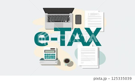 e-Taxと確定申告のイメージイラスト e-Taxと確定申告のイメージイラスト 125335039