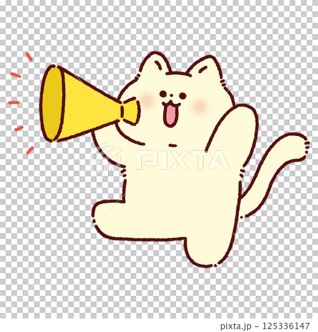 アスリート猫　メガホン猫 メガホンを持って応援する猫のイラスト素材 [125336147] - PIXTA