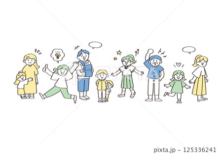 ポジティブな人のイラストセット ポジティブな人のイラストセット 125336241