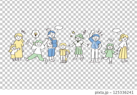ポジティブな人のイラストセット ポジティブな人のイラストセット 125336241