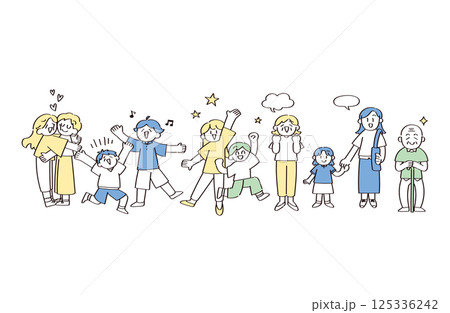 ポジティブな人のイラストセット ポジティブな人のイラストセット 125336242