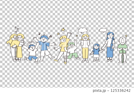 ポジティブな人のイラストセット ポジティブな人のイラストセット 125336242