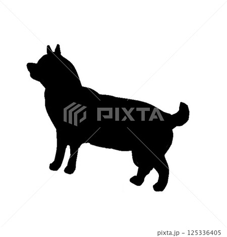 犬シルエットのイラスト素材｜黒1色・透過背景付き 125336405