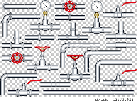 いろいろな配管用のパイプのセット 125336612