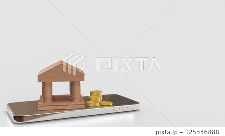 The Bank and coins for earn or Business concept 3d Rendering. The Bank and coins for earn or Business concept 3d Rendering. 125336888