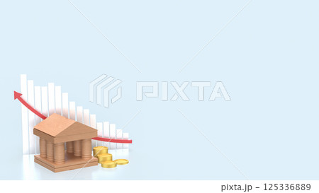 The Bank and coins for earn or Business concept 3d Rendering. 125336889