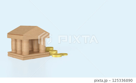 The Bank and coins for earn or Business concept 3d Rendering. The Bank and coins for earn or Business concept 3d Rendering. 125336890