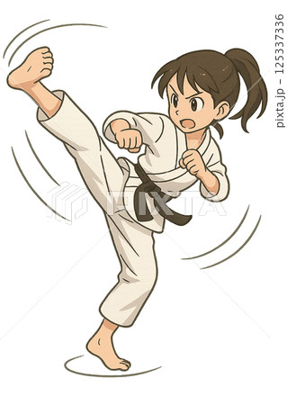 空手をする女子(ハイキック) 空手をする女子(ハイキック) 125337336