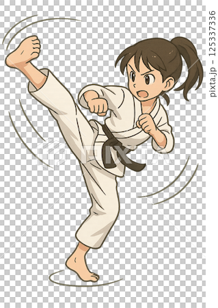空手をする女子(ハイキック) 空手をする女子(ハイキック) 125337336