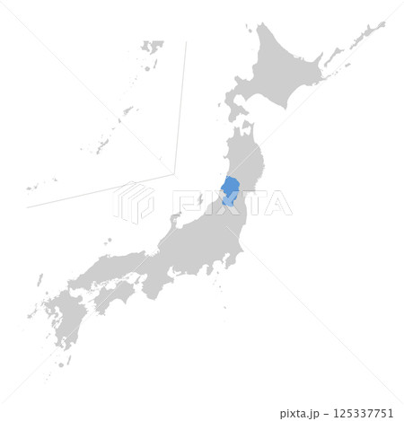 日本地図　山形県 125337751
