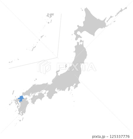 日本地図　福岡県 125337776