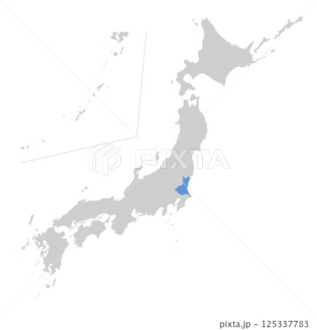 日本地図　茨城県 125337783