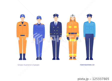 消防士・救助隊員のイラスト。シンプルでおしゃれなベクター素材。 消防士・救助隊員のイラスト。シンプルでおしゃれなベクター素材。 125337805