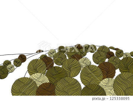 Landscape line art ink drawing, Korchia field on small hill 125338095