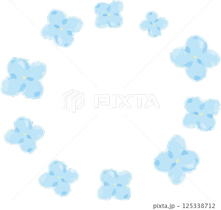 水色の紫陽花の花びらの水彩風フレーム 125338712