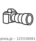 超望遠レンズを付けたカメラのアイコン 125338981