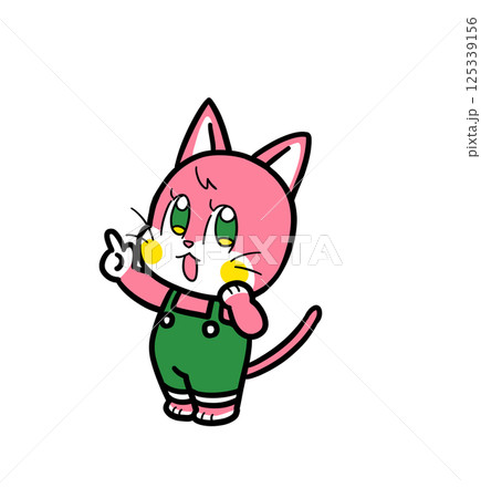 レトロなネコさん(考える&指さす) レトロなネコさん(考える&指さす) 125339156
