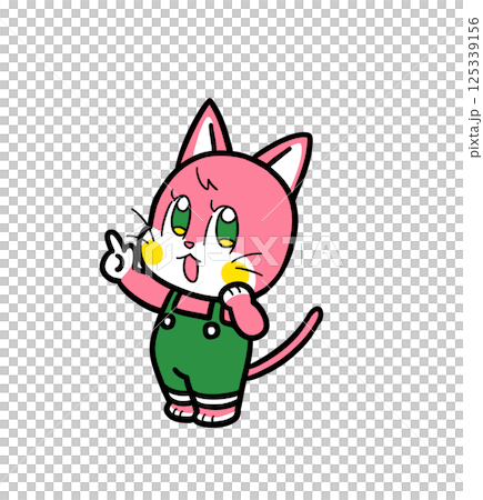 レトロなネコさん(考える&指さす) レトロなネコさん(考える&指さす) 125339156