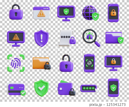 Internet Security Related Icon Set 3D Graphics 125341273