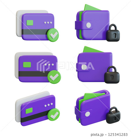 Credit Card Wallet Electronic Transaction Security Icon 3D Graphic 125341283
