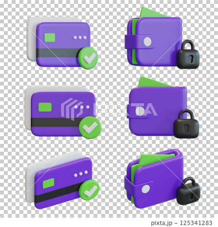 Credit Card Wallet Electronic Transaction Security Icon 3D Graphic 125341283